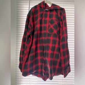 Zara Red and Black button down flannel with hood. Boy size 11/12.